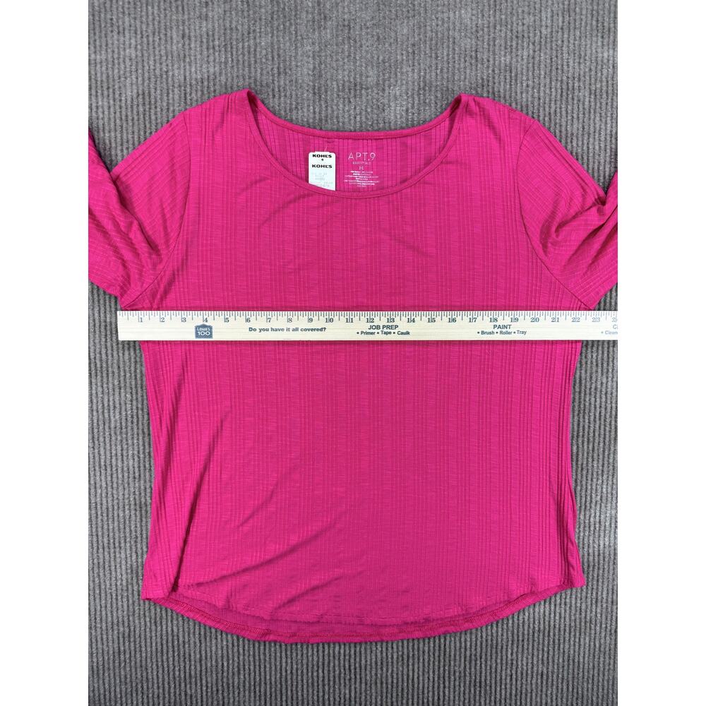 Apt 9 Pink Ribbed Short Sleeve Knit Top Size XL NWT Factory Defect Mismarked - Picture 5 of 6